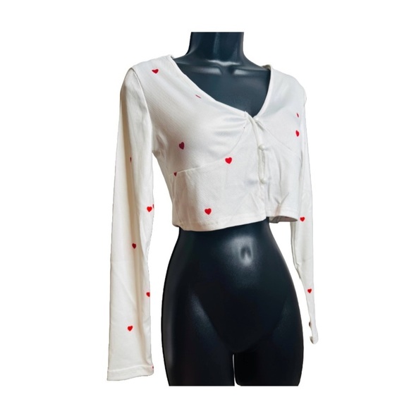 White Heart Print Crop Top - Picture 6 of 14